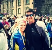 Runner Lauren Anthony poises with her boyfriend at the finish line.  Courtesy of Lauren Anthony