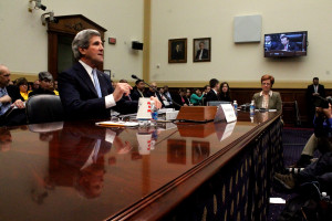 Secretary of State John Kerry testifies before the House Committee on Foreign Affairs during a hearing on President Barack Obama's proposed foreign-affairs budget for next fiscal year. (Jennifer-Leigh Oprihory/MEDILL NEWS SERVICE)