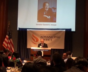 'I really feel we are all family here. We are all 'ohana' as we say in Hawaii,' Ken Inouye says at a reception honoring his father, Sen. Daniel Inouye.