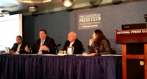     Panelists discuss the economic condition of U.S. cities at the National Press Club Thursday. KATIE PERALTA/MEDILL