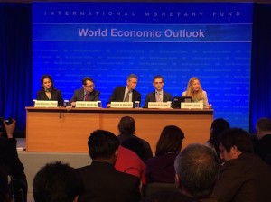 Experts gathered to discuss and answer questions about the World Economic Outlook at the IMF press briefing Tuesday, April 8. 