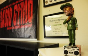 Operated by the military, Radio GTMO is the broadcast station with the slogan, "Rockin' it in Fidel's backyard." The Fidel Castro bobblehead is one of several popular souvenirs at its headquarters. Hayat Norimine / Medill Reports