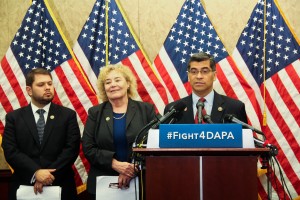 House Democrats hold a news conference in the Capitol Hill to support Obama administration's deferred action programs that would have been taken into effect on Tuesday. (Andersen Xia/Medill)