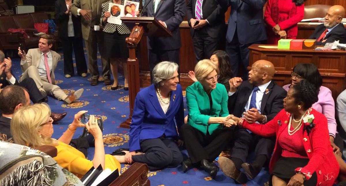 Democrats occupy House chamber demanding vote on ‘no-fly, no buy’ gun bill