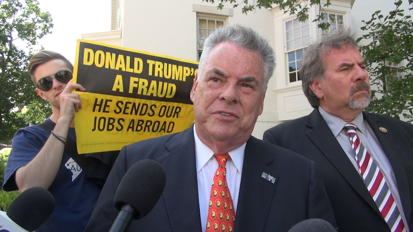 Trump meets with GOP, New York Rep. Peter King and protesters respond