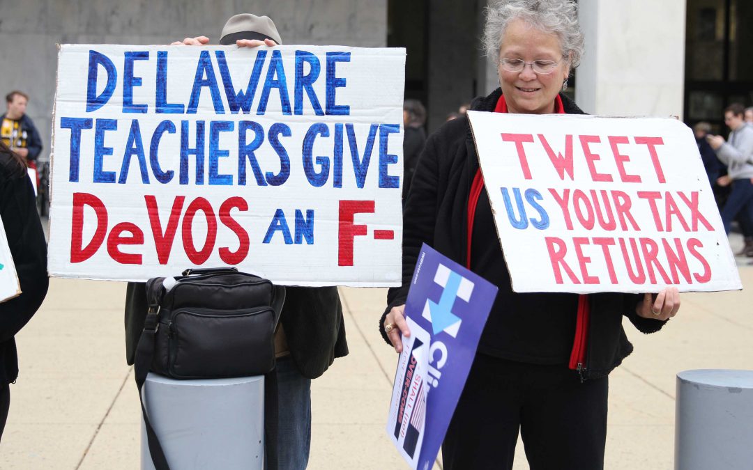 Teachers and Parents protest Trump’s Education nominee
