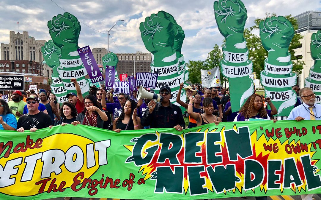 Green New Deal rally in Detroit before Democratic Debate at Fox Theatre