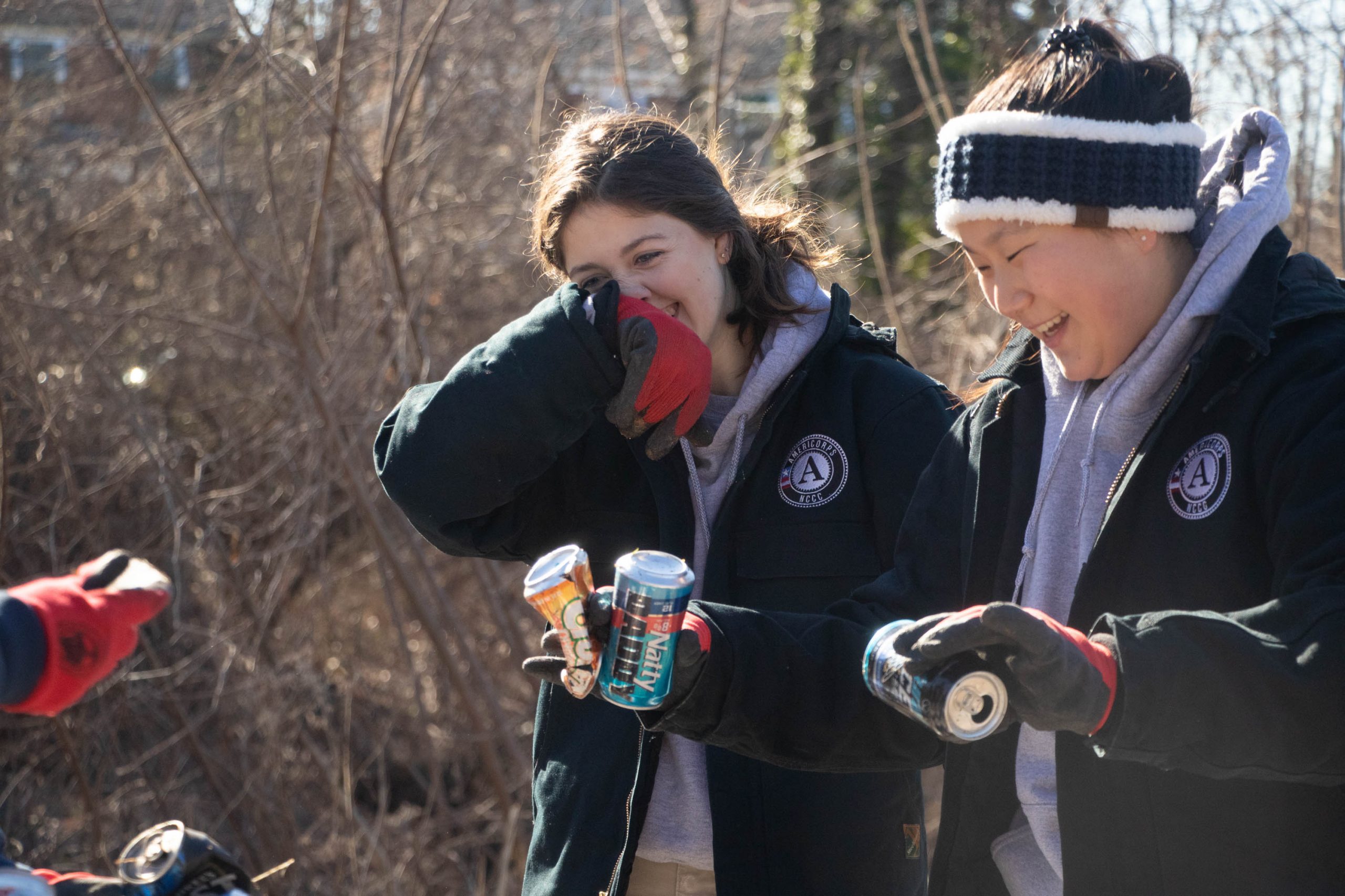Members of AmeriCorps helped to sort and weigh trash after volunteers picked it up.  (Isabel Miller | Medill News Service)